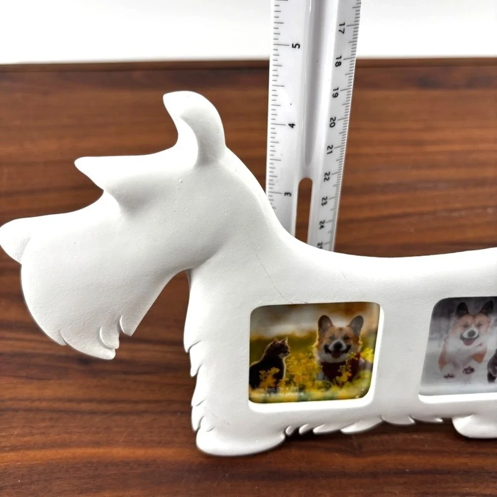 Scottie Dog Double Photo Frame White Terrier  Holds 2 Pictures Whimsical Pet